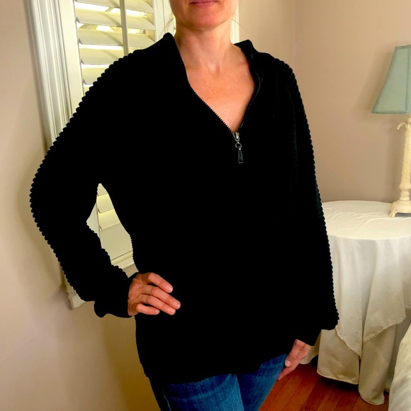 Posh Garden Sweaters - 4 LEFT S-XL Oversized Sexy Black Knit 1/2 Zip Neck Pullover Ribbed Sweater
